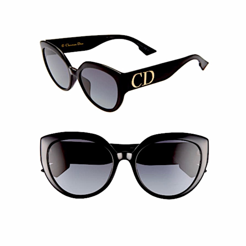 DIOR   F Round Sunglasses W/ Oversized Logo Temples In Black - Picture 2 of 5